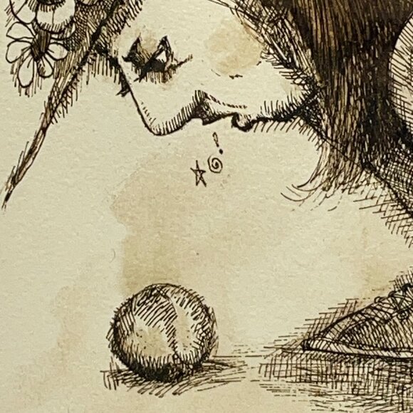 GVUC Vntg Framed Tennis Print, "Double Fault," Artist Gary Patterson, 17" x 21" - Picture 3 of 15